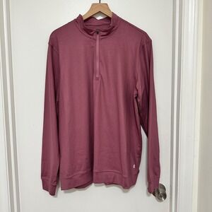 Right of Way R.O.W. | Men's Mauve Striped Quarter Zip Performance Pullover, XL